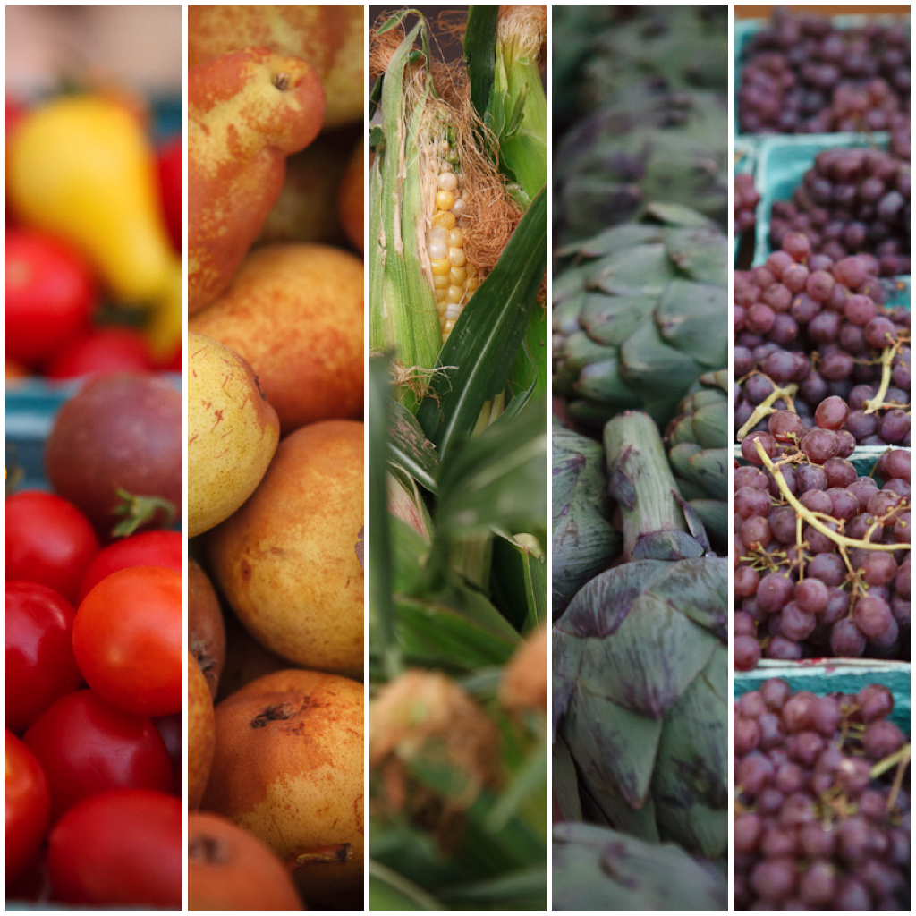 Provo Fresh Wednesday Farmers Market Rainbow of Produce Diptych in Downtown Provo