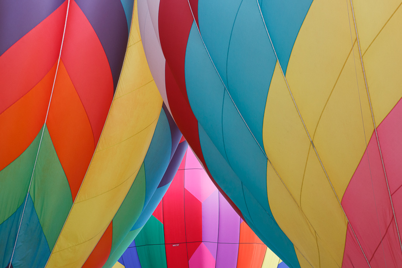 Three colorful hot air balloons at the Provo, Utah Freedom Festival on the 4th of July, Independence Day