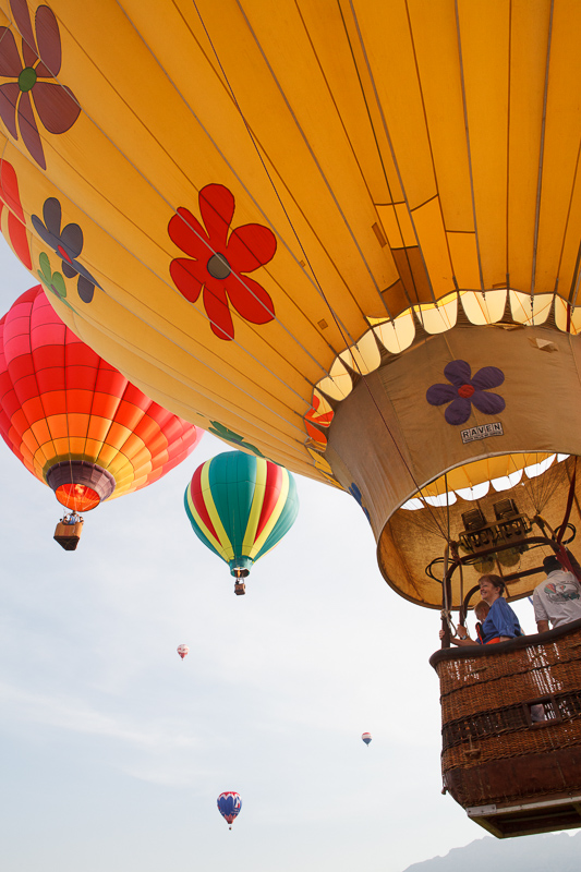 Hot air balloons taking off at the Provo, Utah Freedom Festival on the 4th of July, Independence Day