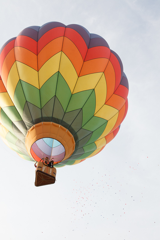 Hot air balloons taking off at the Provo, Utah Freedom Festival on the 4th of July, Independence Day